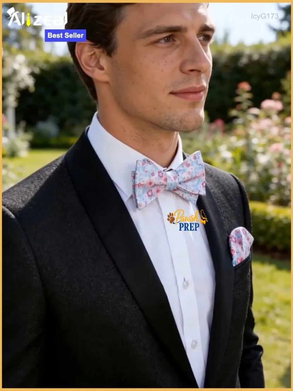 Premium Silk Bow Tie Set with Pocket Square for Wedding Formal Events